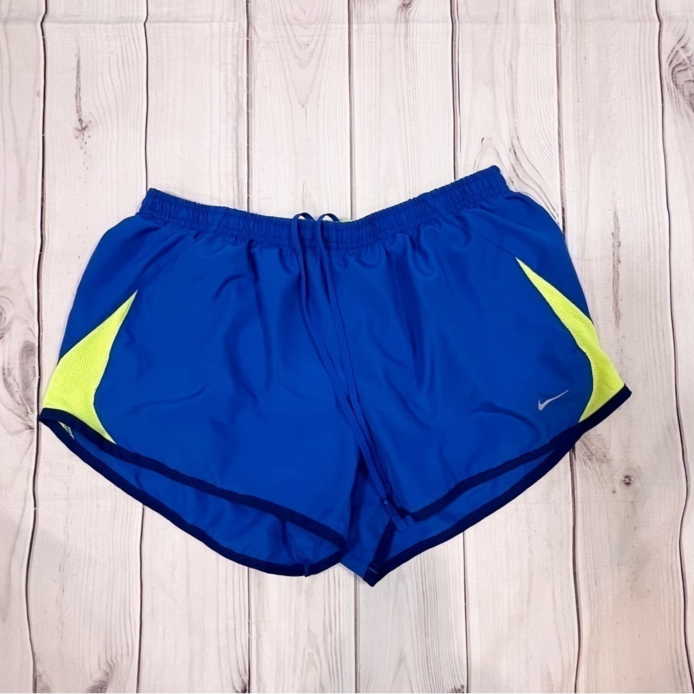 Nike Dri-Fit Blue and Neon Green Running Shorts - Women’s Size Large